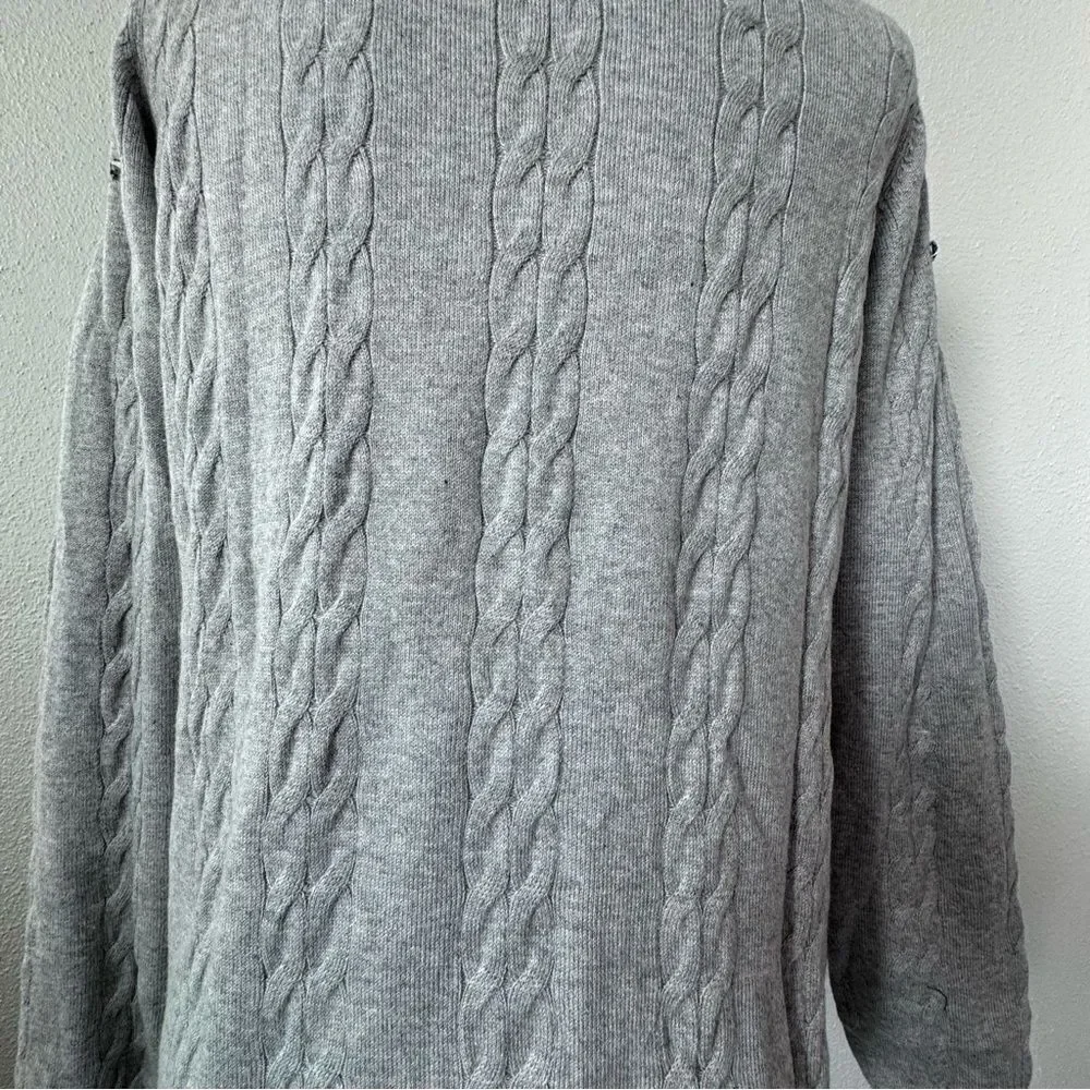 Isaac Mizrahi Live Gray Sweater Cable Knit Gemstone QVC Cardigan Size Small